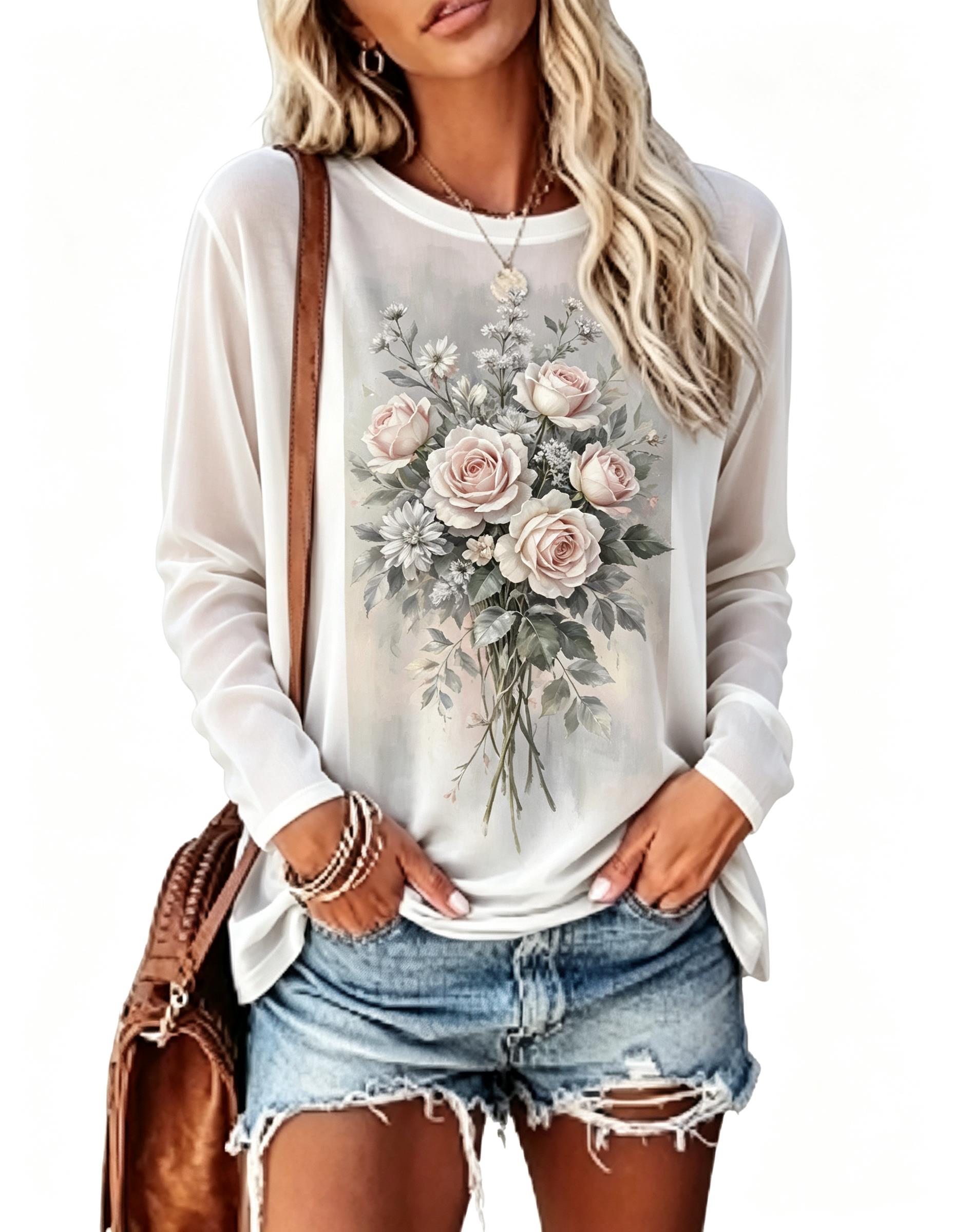 Camiseta Feminina de Manga Lon - Winter Clothing For Women avaliação e preço